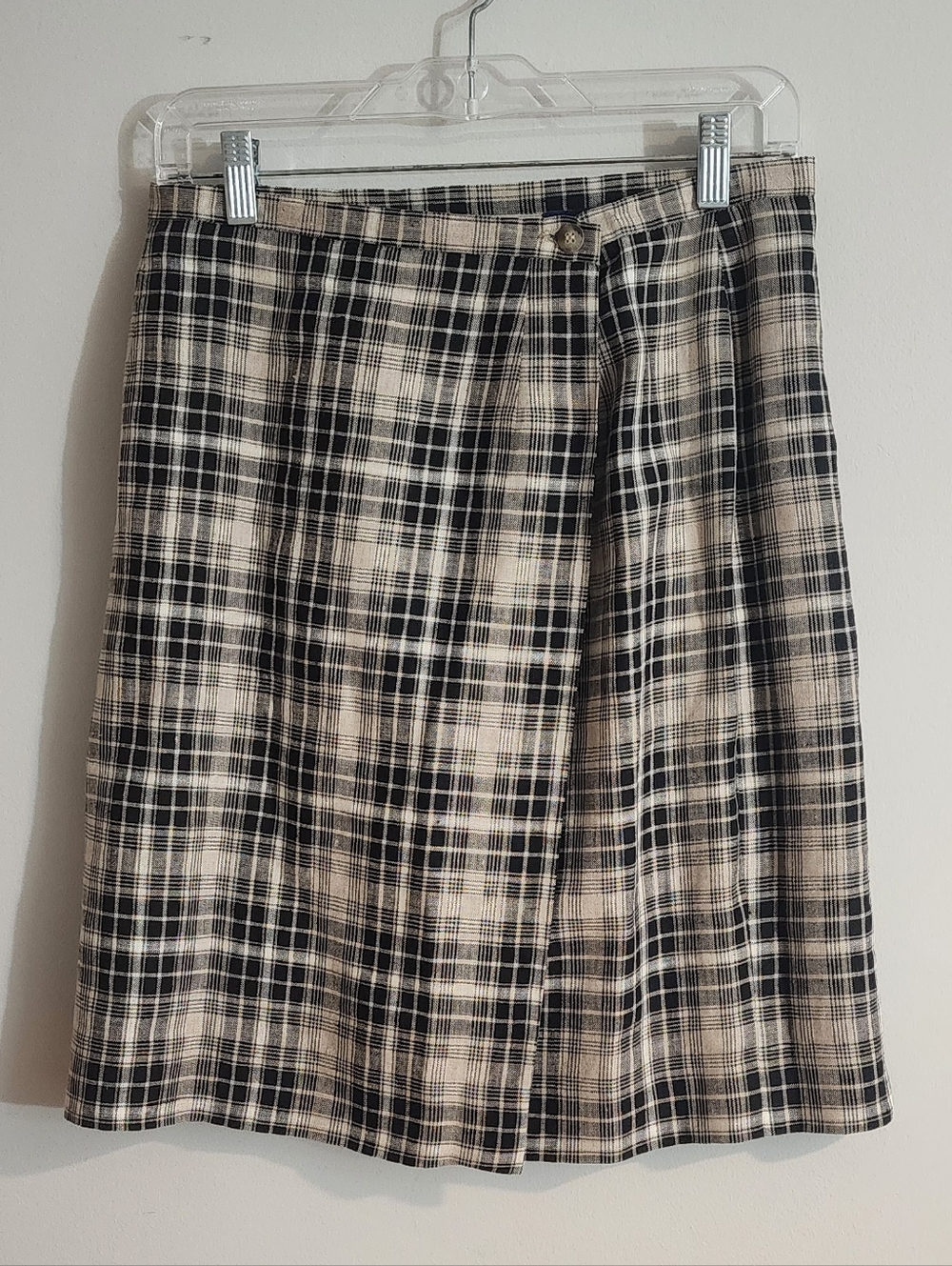 Plaid Linen Wrap Skirt
